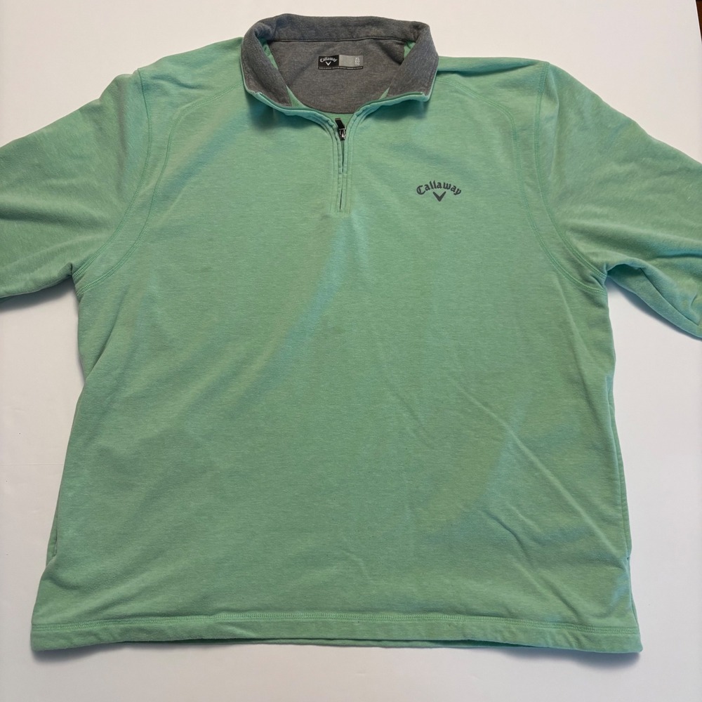 Callaway Quarter Zip Pullover Mens XL Green Heathered Long Sleeve Golf Sweater